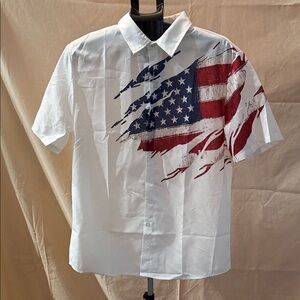 Men's White Shirt with American Flag Design